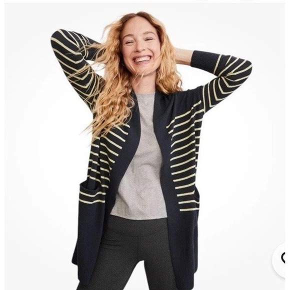 Garnet Hill Oversized Cardigan Merino Wool Organic Cotton Blend  Classic Boho M - Picture 11 of 11